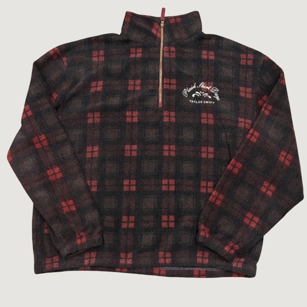 Taylor Swift Red Taylors Version Plaid Shirt Days Sherpa Fleece Quarter Zip 3X